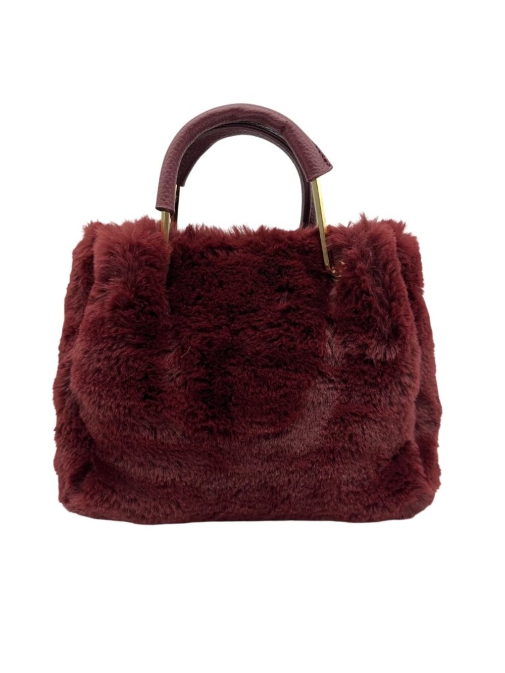 Issac Mizrahi Burgundy Faux Fur Hand Bag